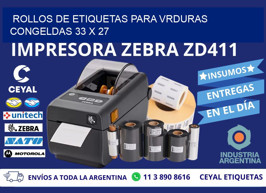 ROLLOS DE ETIQUETAS PARA VRDURAS CONGELDAS 33 x 27