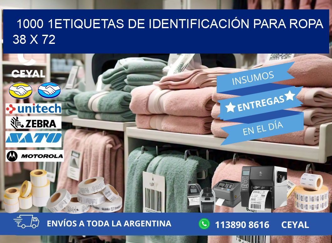 1000 1ETIQUETAS DE IDENTIFICACIÓN PARA ROPA 38 x 72