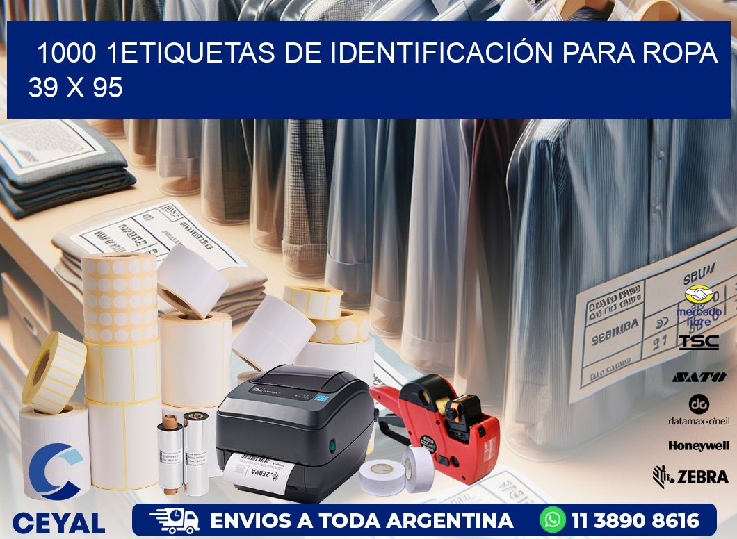 1000 1ETIQUETAS DE IDENTIFICACIÓN PARA ROPA 39 x 95