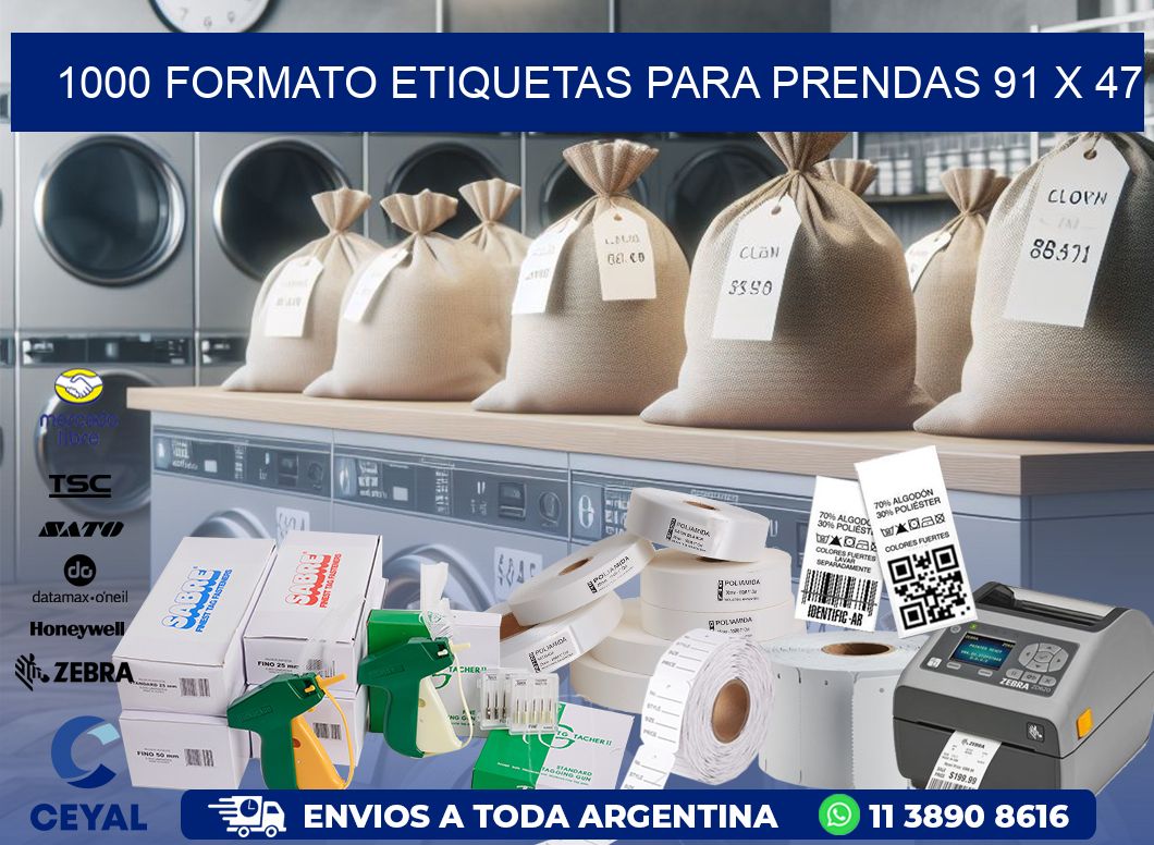 1000 FORMATO ETIQUETAS PARA PRENDAS 91 x 47
