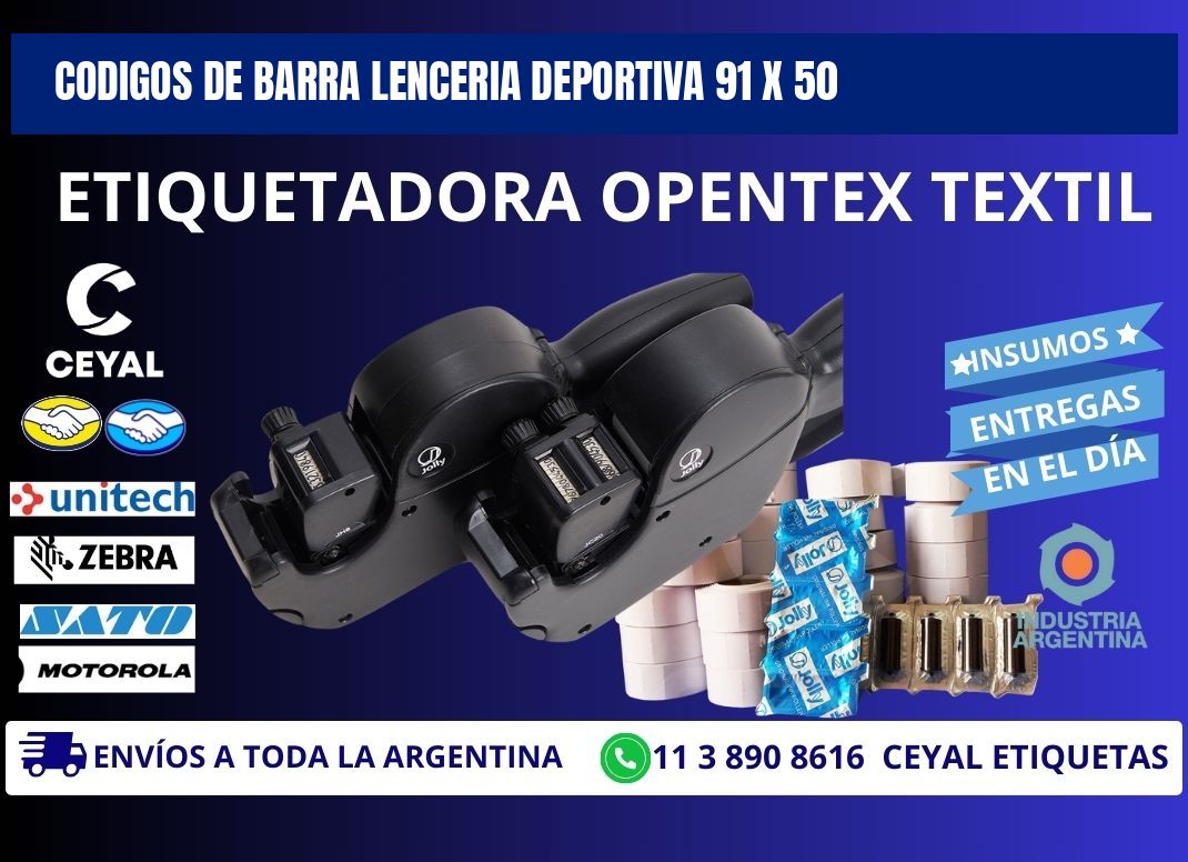 CODIGOS DE BARRA LENCERIA DEPORTIVA 91 x 50