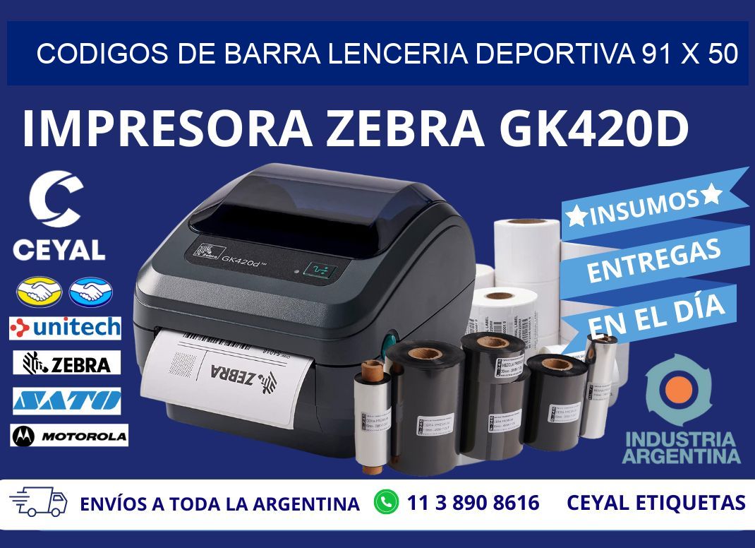 CODIGOS DE BARRA LENCERIA DEPORTIVA 91 x 50