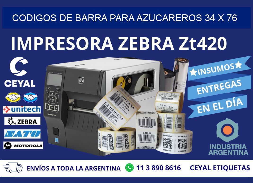 CODIGOS DE BARRA PARA AZUCAREROS 34 x 76