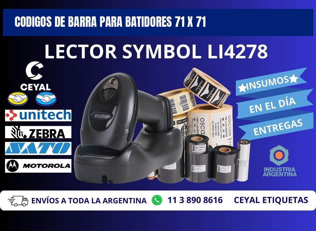 CODIGOS DE BARRA PARA BATIDORES 71 x 71