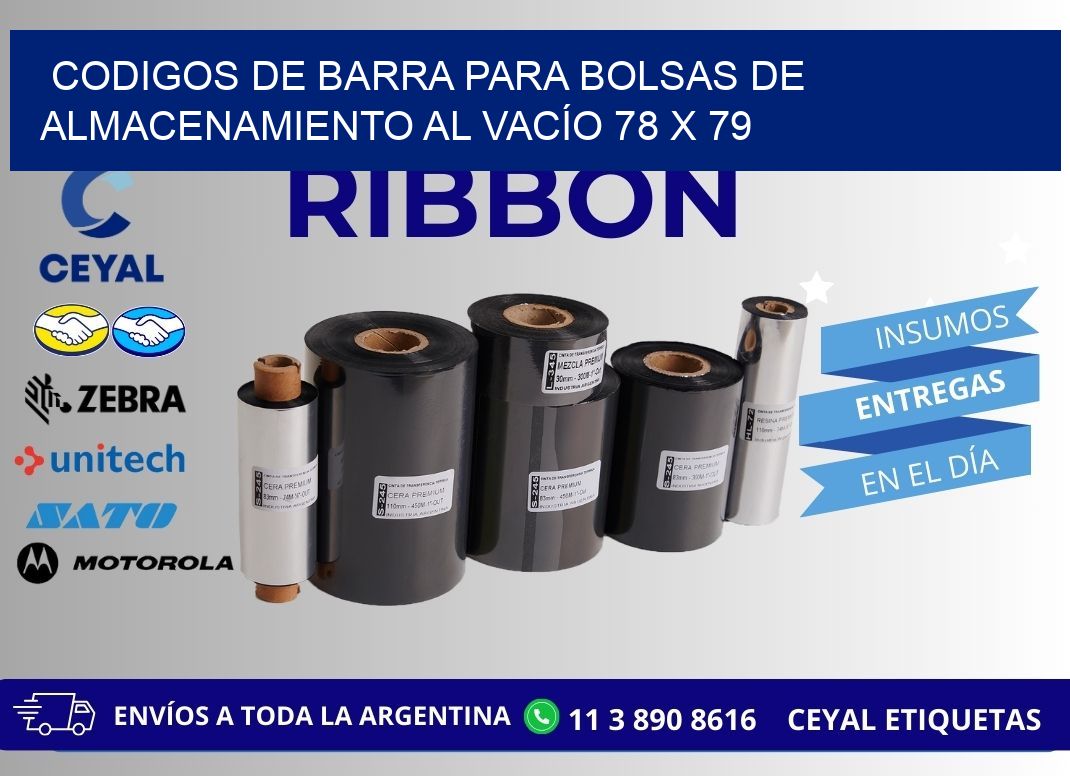 CODIGOS DE BARRA PARA BOLSAS DE ALMACENAMIENTO AL VACÍO 78 x 79