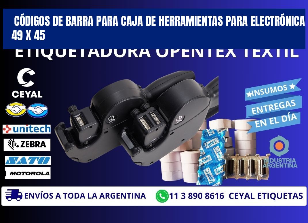 CÓDIGOS DE BARRA PARA CAJA DE HERRAMIENTAS PARA ELECTRÓNICA 49 x 45