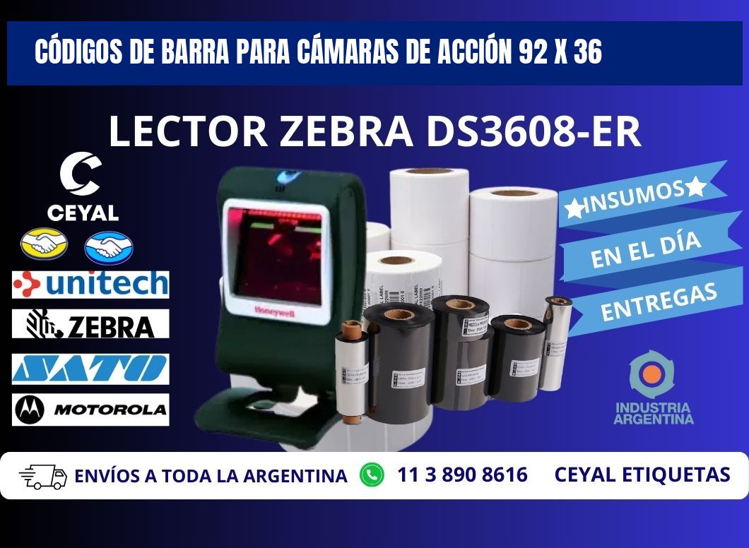 CÓDIGOS DE BARRA PARA CÁMARAS DE ACCIÓN 92 x 36
