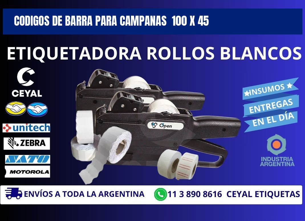 CODIGOS DE BARRA PARA CAMPANAS 100 x 45
