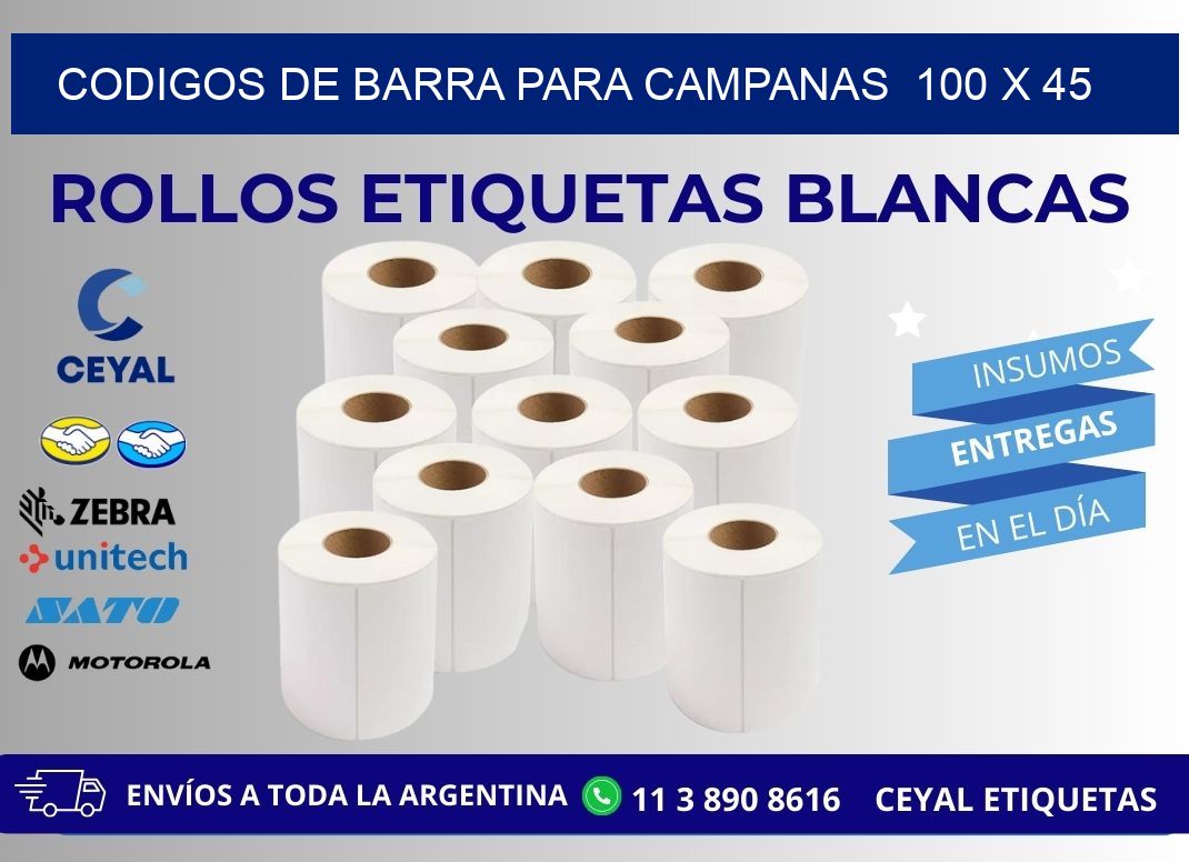 CODIGOS DE BARRA PARA CAMPANAS 100 x 45