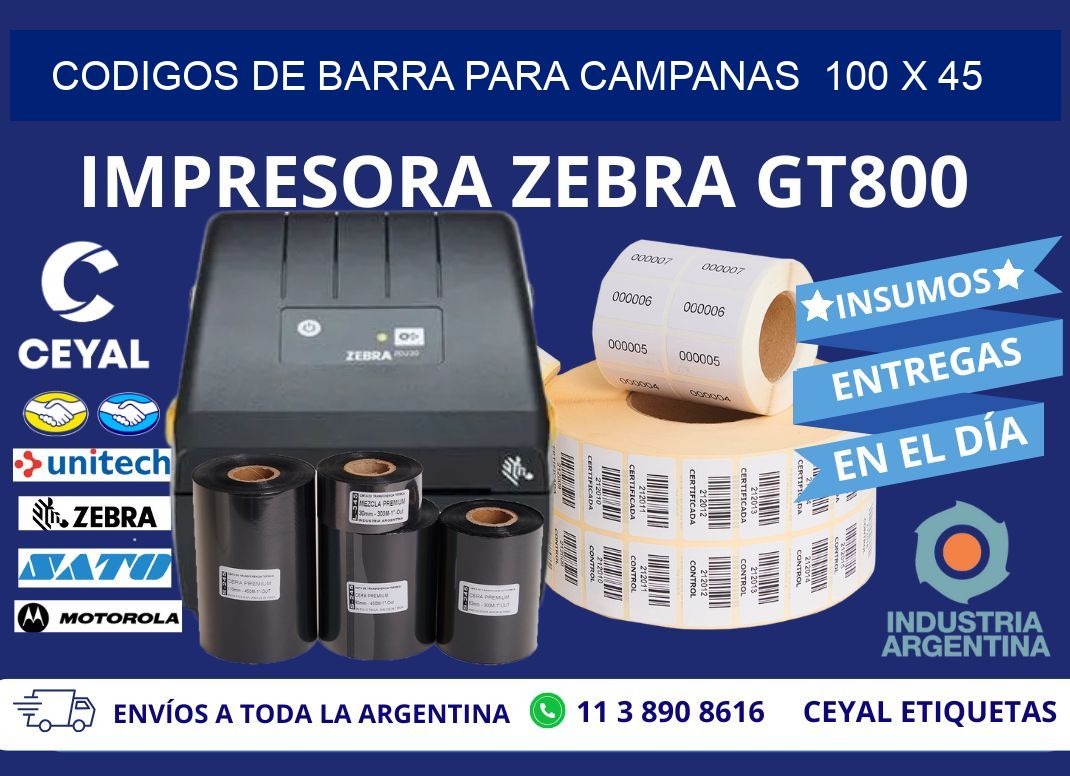 CODIGOS DE BARRA PARA CAMPANAS 100 x 45