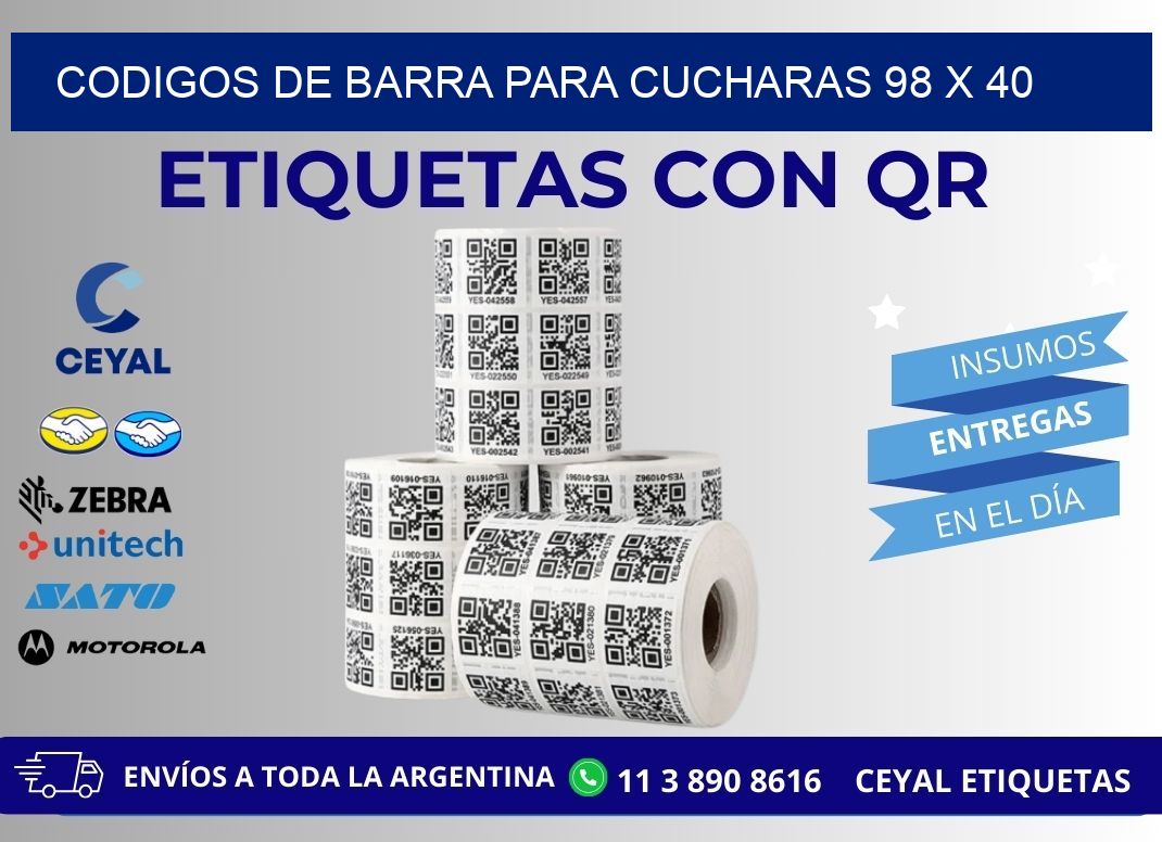 CODIGOS DE BARRA PARA CUCHARAS 98 x 40