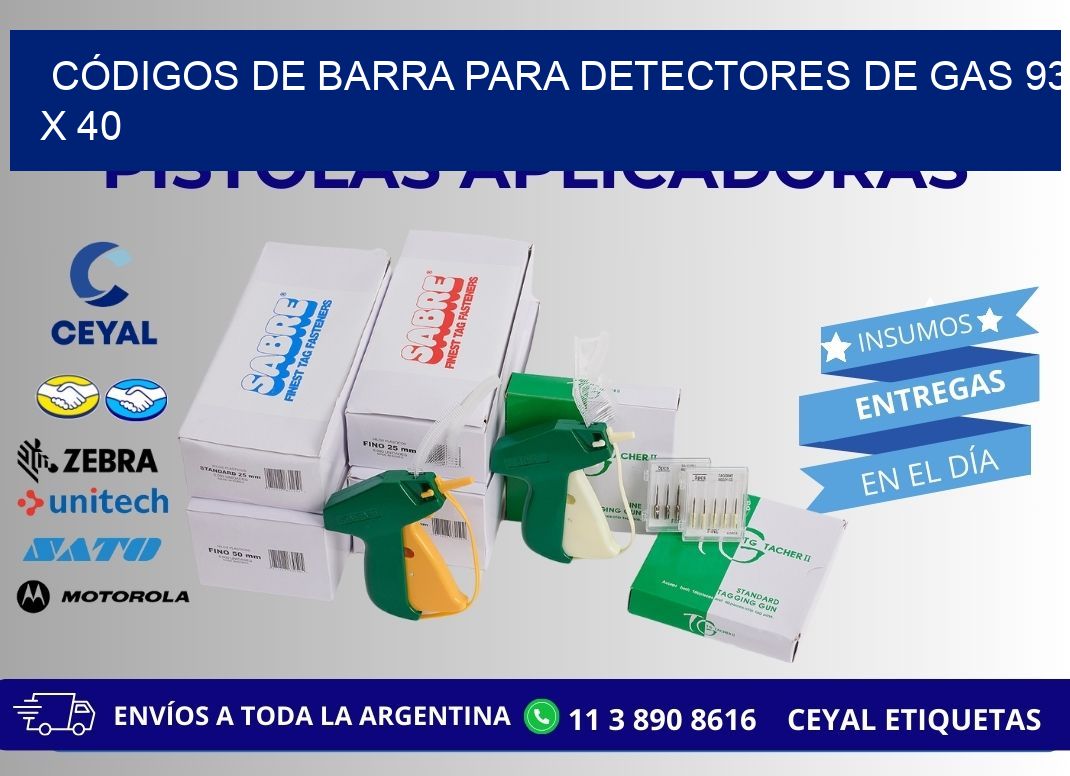 CÓDIGOS DE BARRA PARA DETECTORES DE GAS 93 x 40