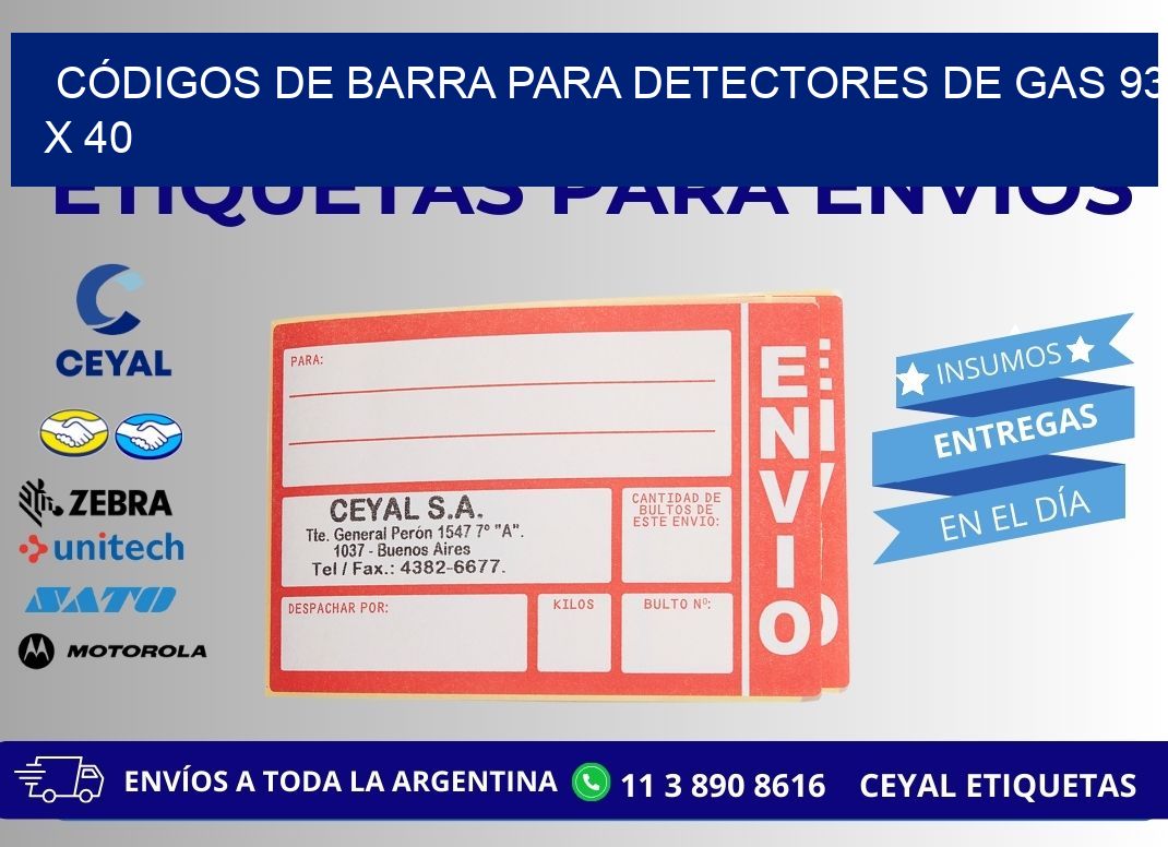 CÓDIGOS DE BARRA PARA DETECTORES DE GAS 93 x 40