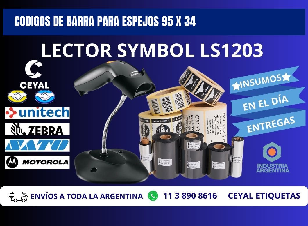CODIGOS DE BARRA PARA ESPEJOS 95 x 34