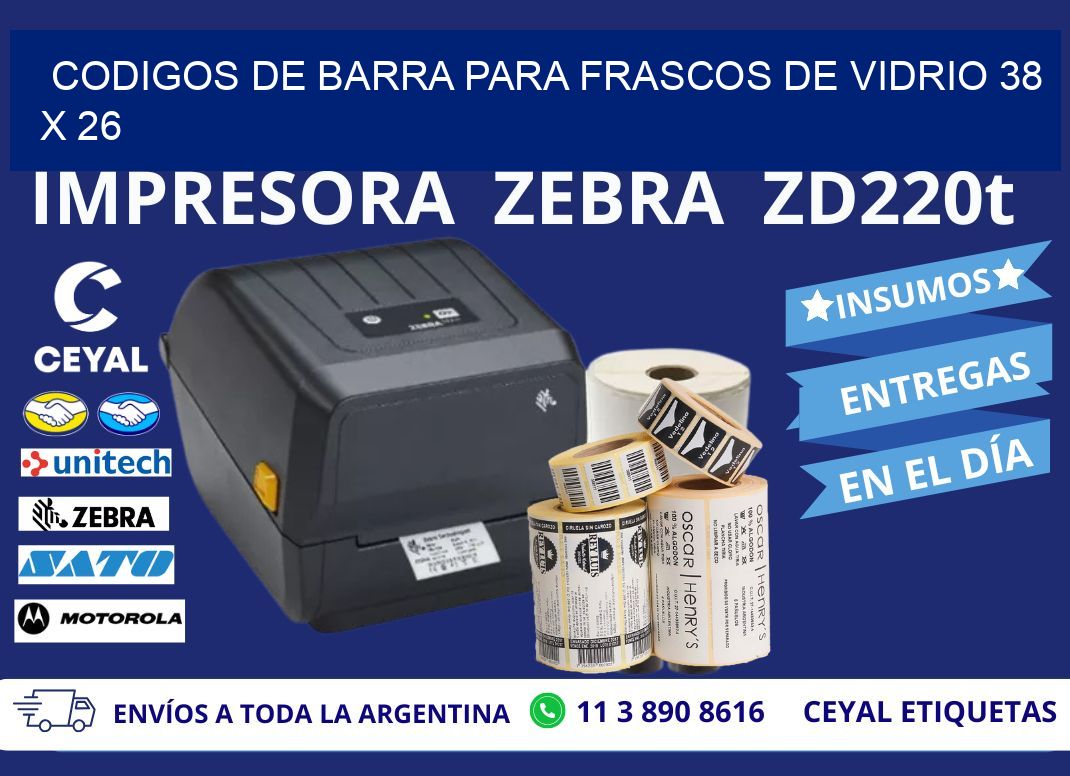 CODIGOS DE BARRA PARA FRASCOS DE VIDRIO 38 x 26