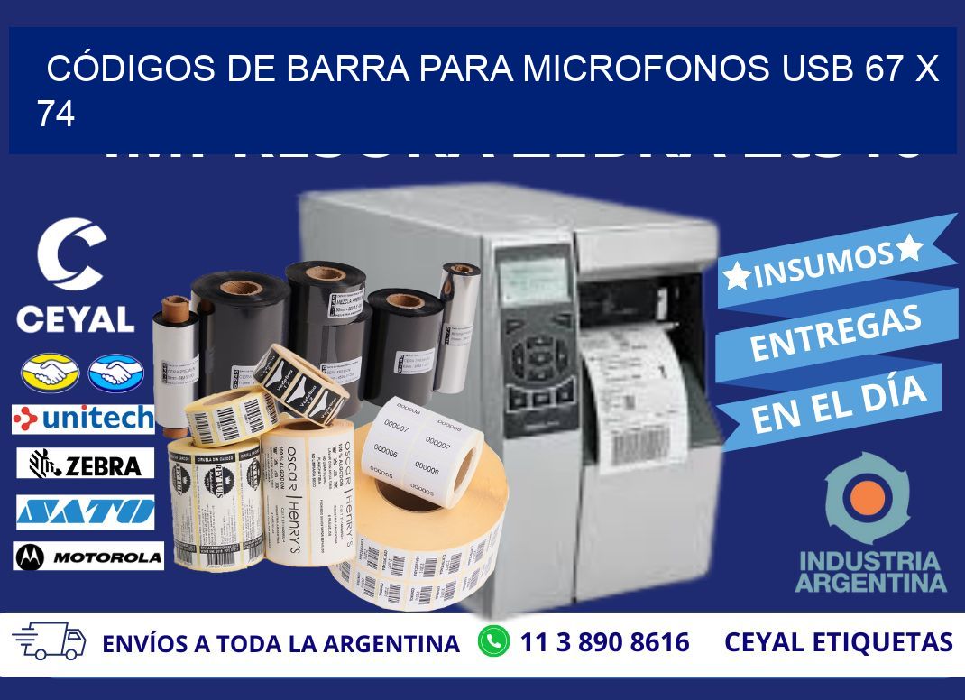 CÓDIGOS DE BARRA PARA MICROFONOS USB 67 x 74