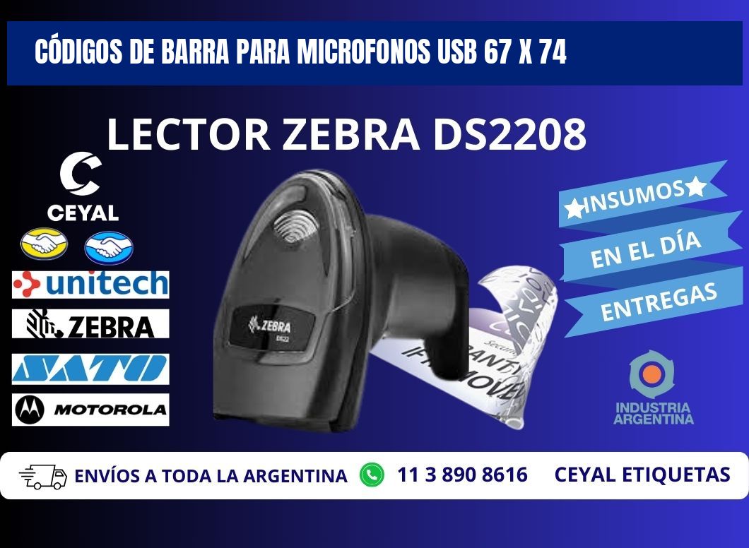 CÓDIGOS DE BARRA PARA MICROFONOS USB 67 x 74