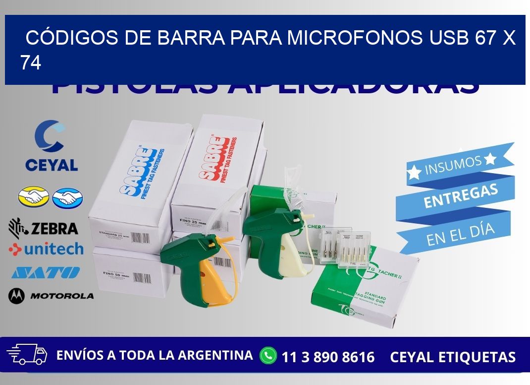 CÓDIGOS DE BARRA PARA MICROFONOS USB 67 x 74