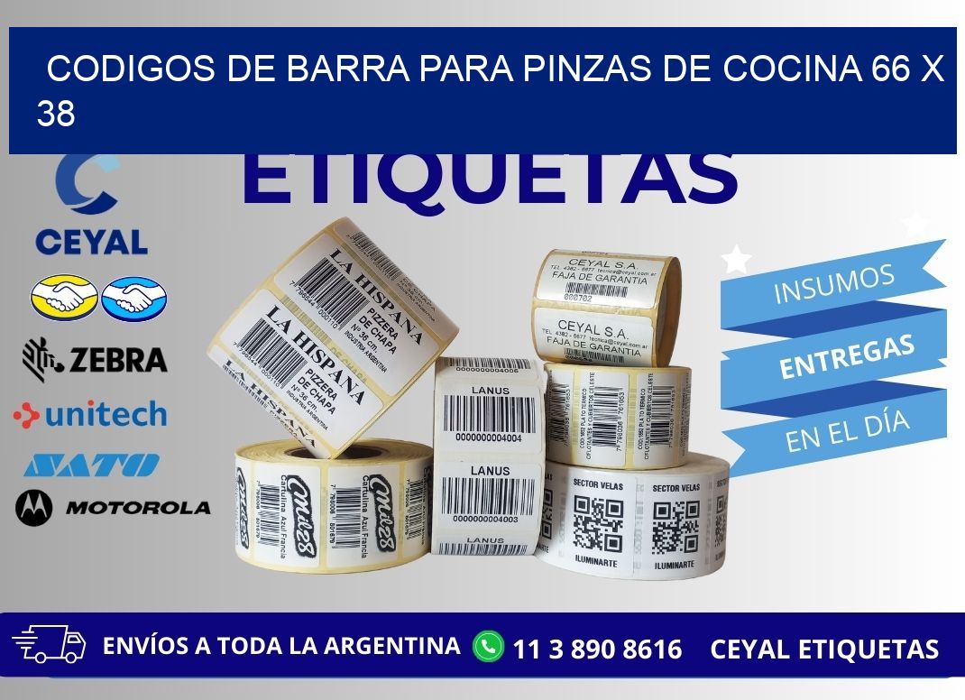 CODIGOS DE BARRA PARA PINZAS DE COCINA 66 x 38