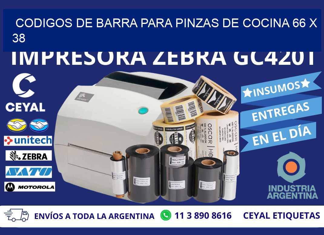 CODIGOS DE BARRA PARA PINZAS DE COCINA 66 x 38