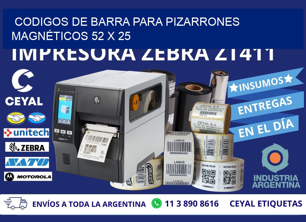 CODIGOS DE BARRA PARA PIZARRONES MAGNÉTICOS 52 x 25