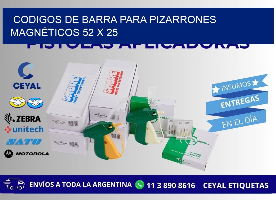 CODIGOS DE BARRA PARA PIZARRONES MAGNÉTICOS 52 x 25
