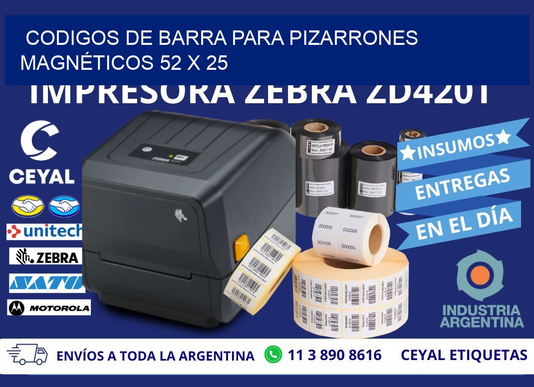 CODIGOS DE BARRA PARA PIZARRONES MAGNÉTICOS 52 x 25