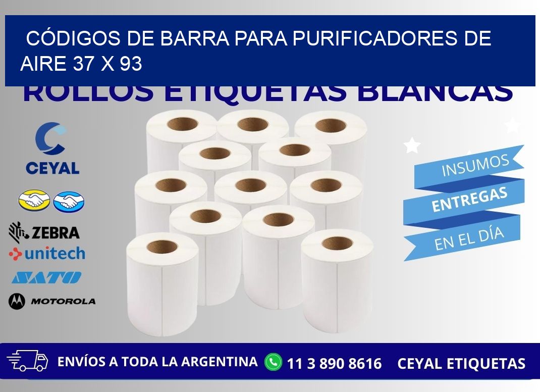 CÓDIGOS DE BARRA PARA PURIFICADORES DE AIRE 37 x 93