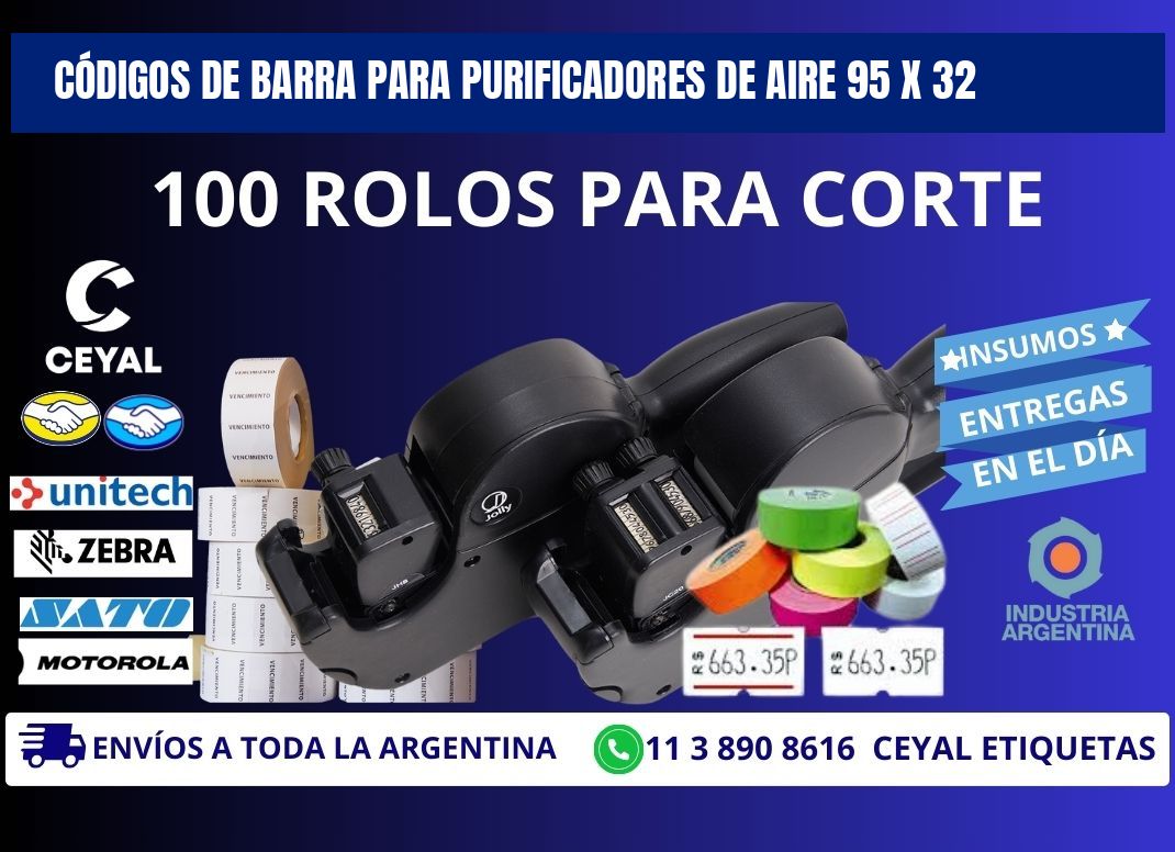 CÓDIGOS DE BARRA PARA PURIFICADORES DE AIRE 95 x 32