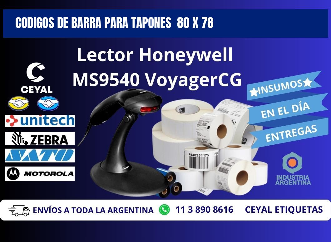 CODIGOS DE BARRA PARA TAPONES 80 x 78
