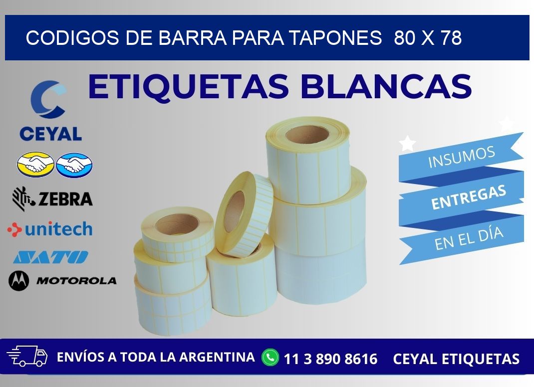 CODIGOS DE BARRA PARA TAPONES 80 x 78