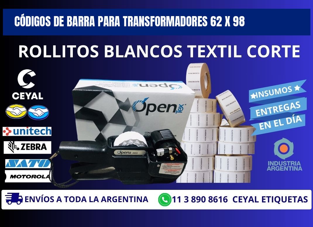 CÓDIGOS DE BARRA PARA TRANSFORMADORES 62 x 98