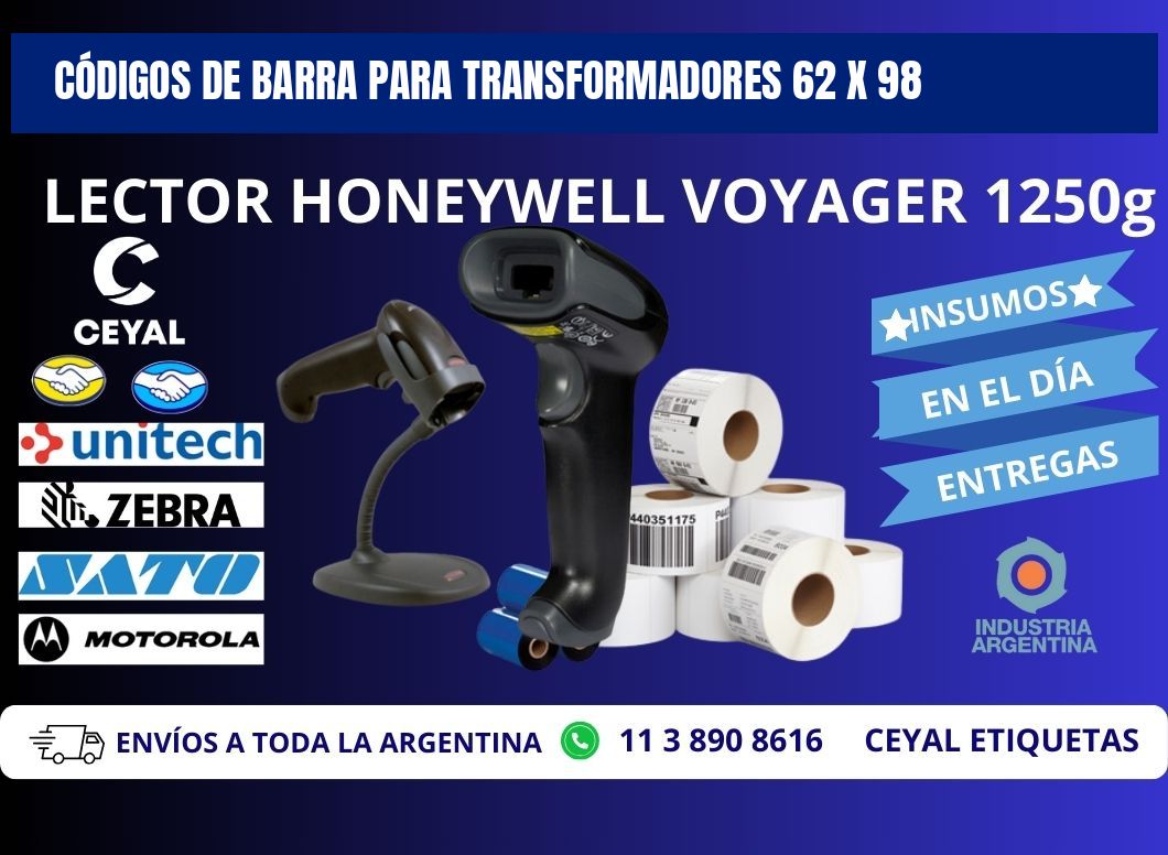 CÓDIGOS DE BARRA PARA TRANSFORMADORES 62 x 98