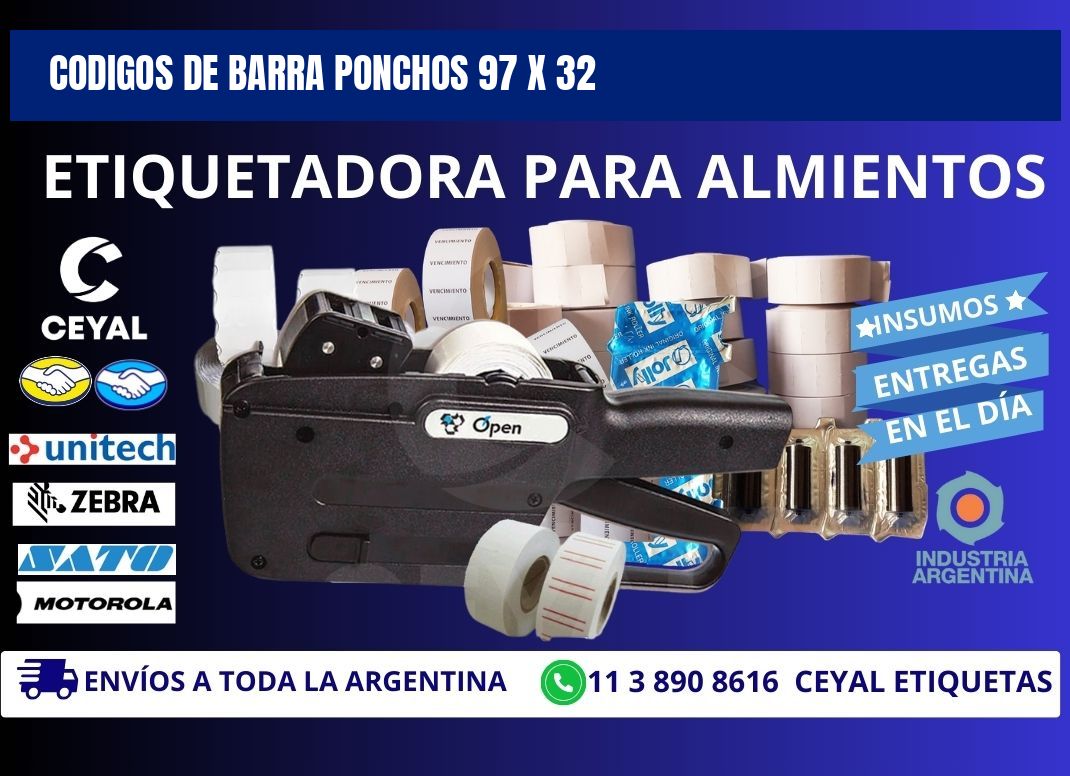 CODIGOS DE BARRA PONCHOS 97 x 32
