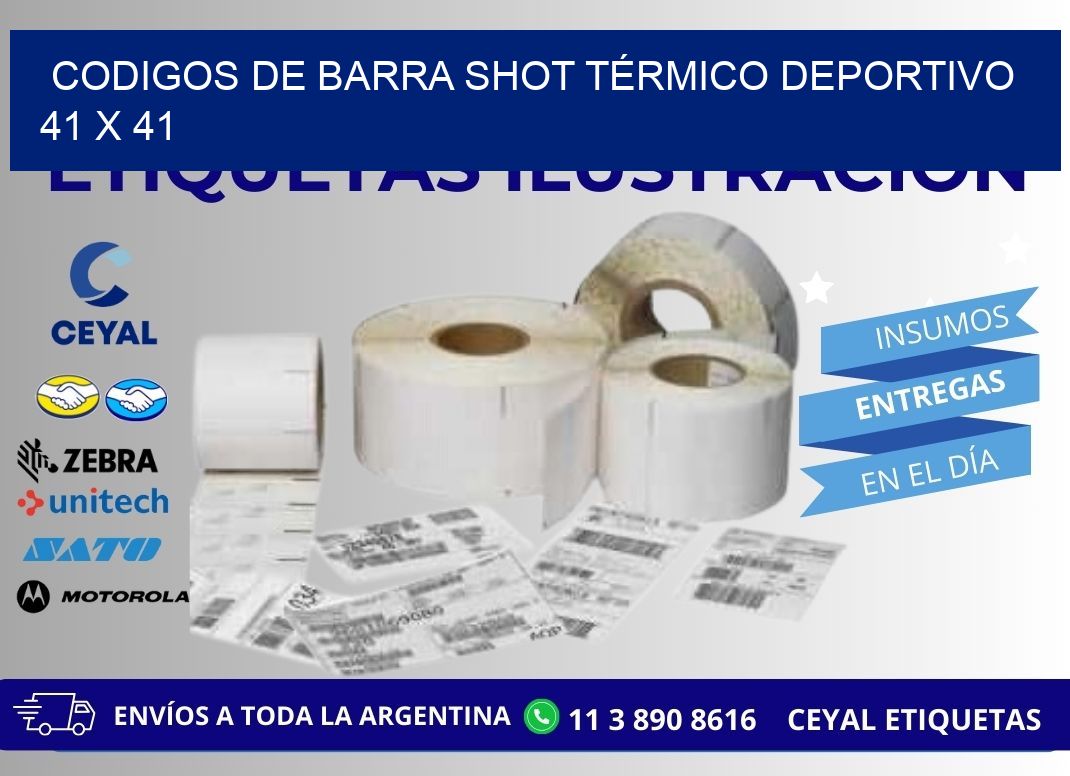 CODIGOS DE BARRA SHOT TÉRMICO DEPORTIVO 41 x 41