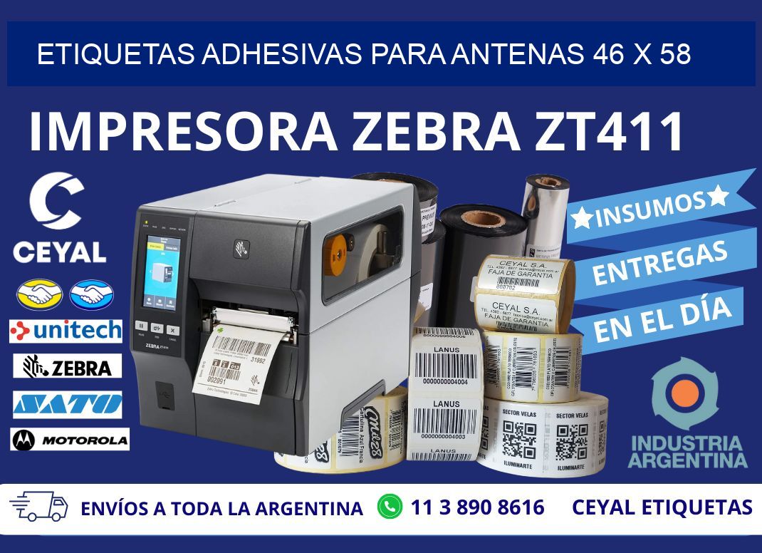 ETIQUETAS ADHESIVAS PARA ANTENAS 46 x 58
