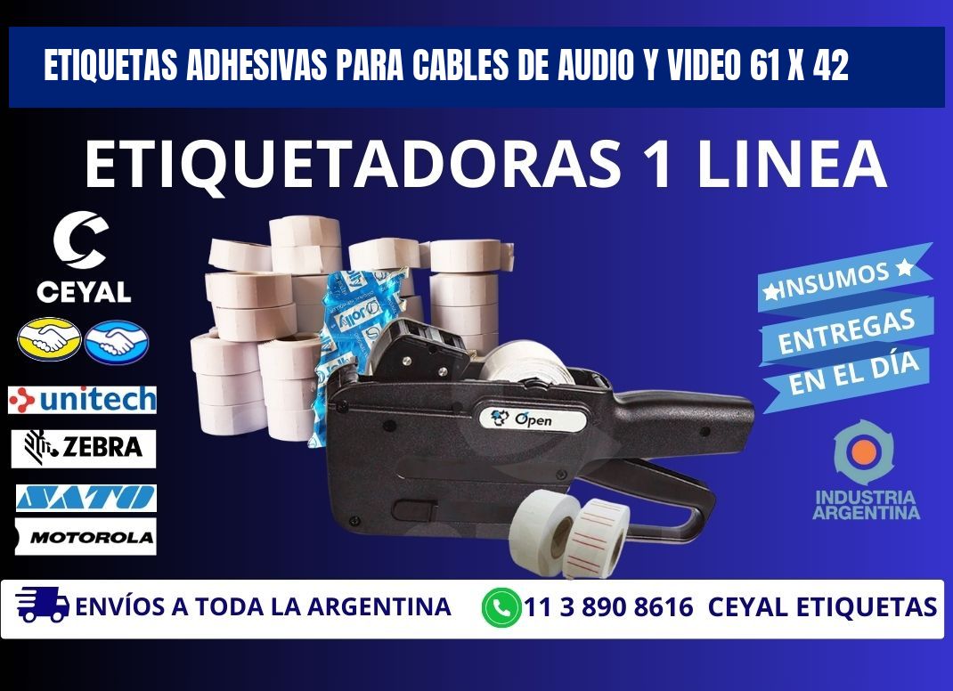 ETIQUETAS ADHESIVAS PARA CABLES DE AUDIO Y VIDEO 61 x 42