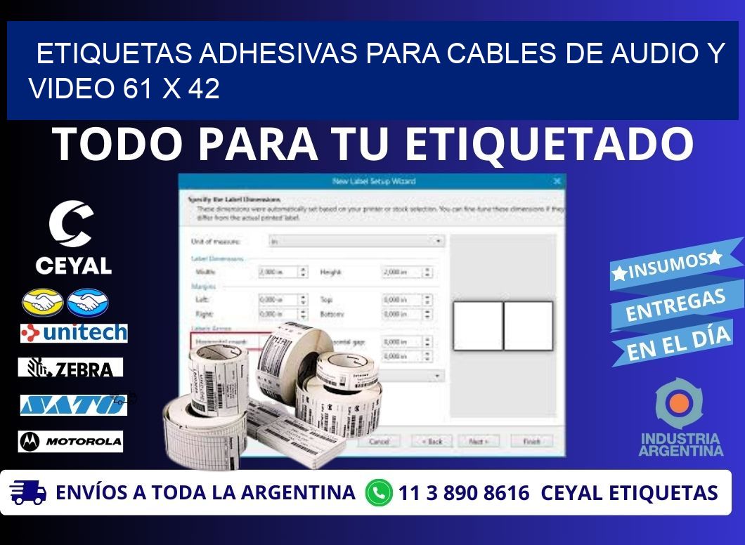 ETIQUETAS ADHESIVAS PARA CABLES DE AUDIO Y VIDEO 61 x 42