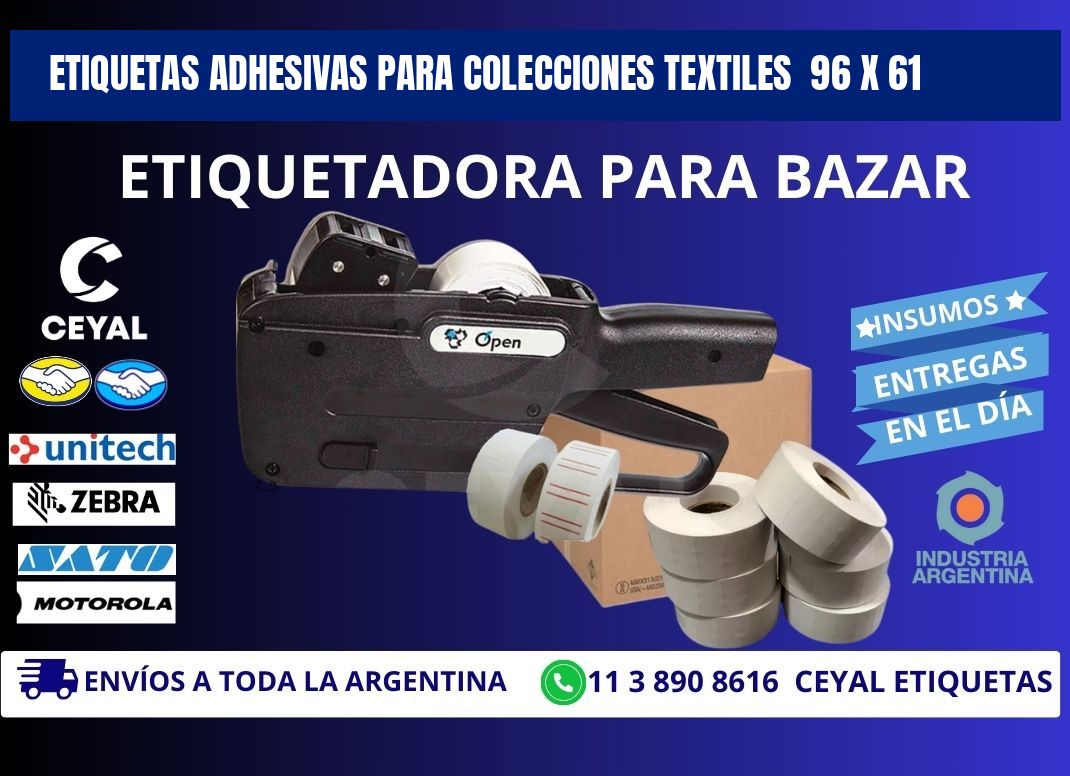 ETIQUETAS ADHESIVAS PARA COLECCIONES TEXTILES 96 x 61