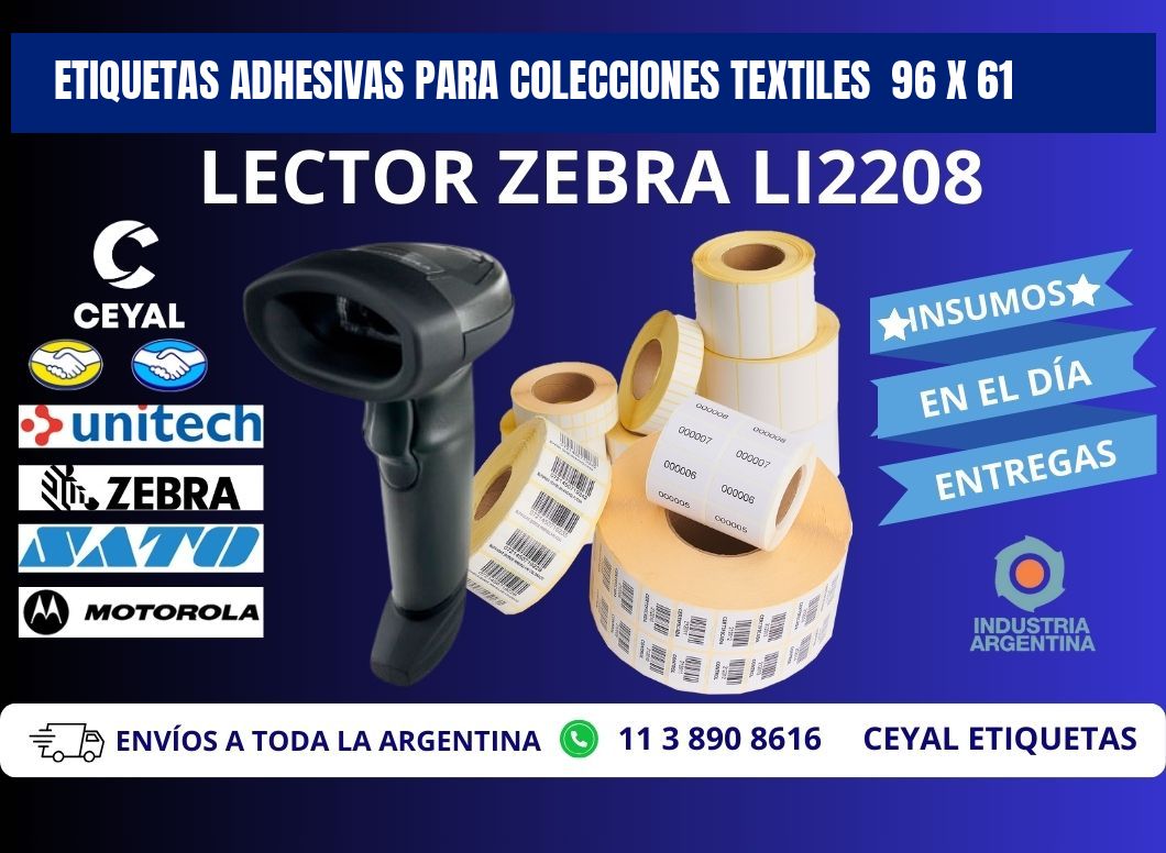 ETIQUETAS ADHESIVAS PARA COLECCIONES TEXTILES 96 x 61