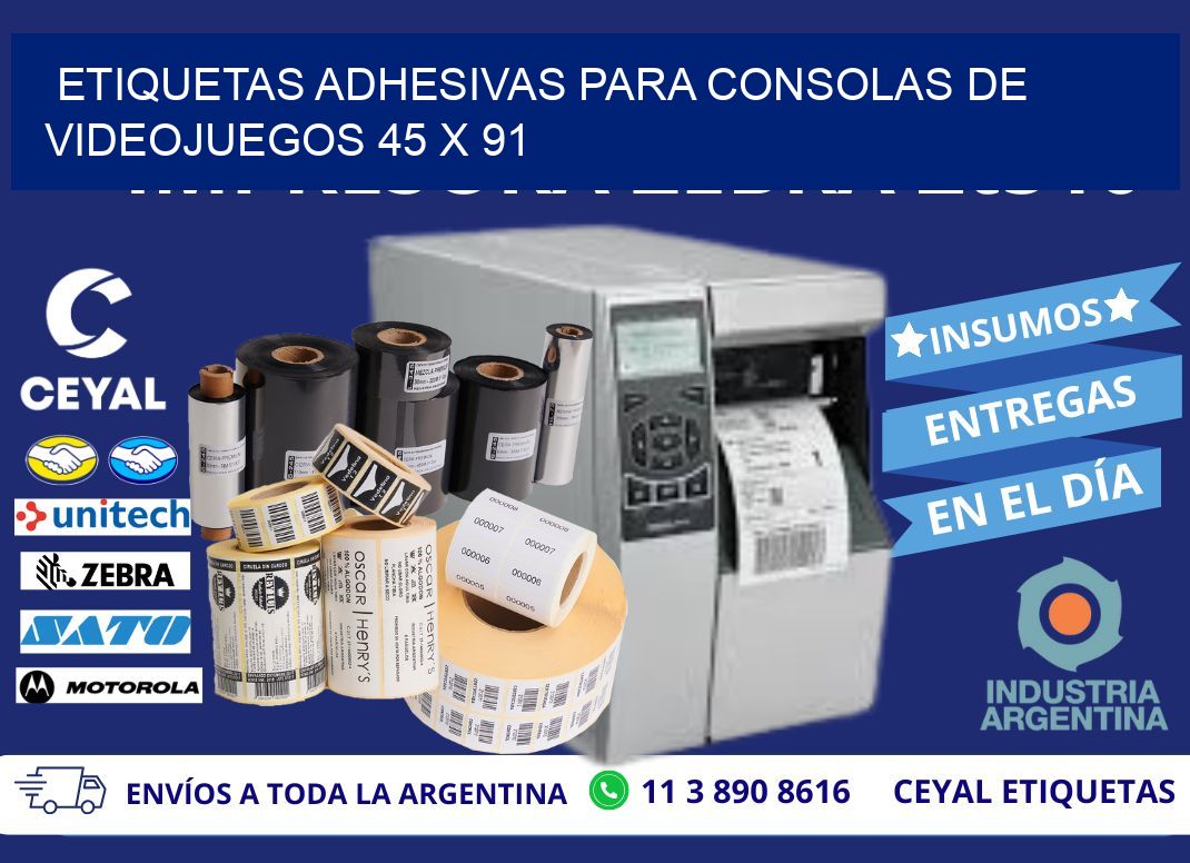 ETIQUETAS ADHESIVAS PARA CONSOLAS DE VIDEOJUEGOS 45 x 91