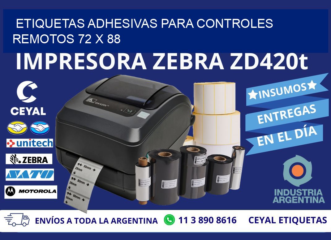 ETIQUETAS ADHESIVAS PARA CONTROLES REMOTOS 72 x 88