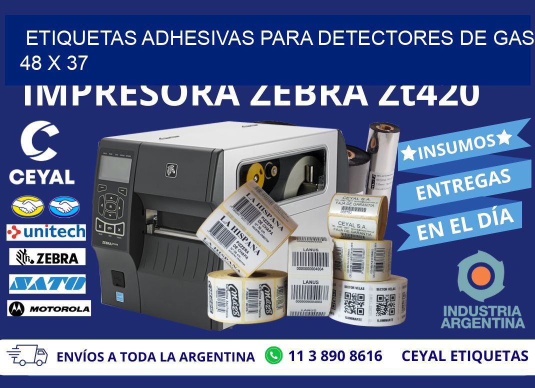 ETIQUETAS ADHESIVAS PARA DETECTORES DE GAS 48 x 37