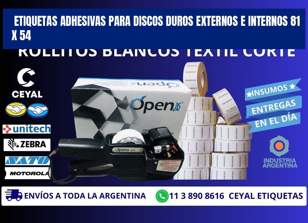 ETIQUETAS ADHESIVAS PARA DISCOS DUROS EXTERNOS E INTERNOS 81 x 54