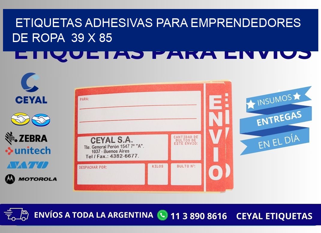 ETIQUETAS ADHESIVAS PARA EMPRENDEDORES DE ROPA 39 x 85