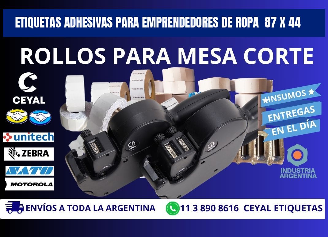 ETIQUETAS ADHESIVAS PARA EMPRENDEDORES DE ROPA  87 x 44
