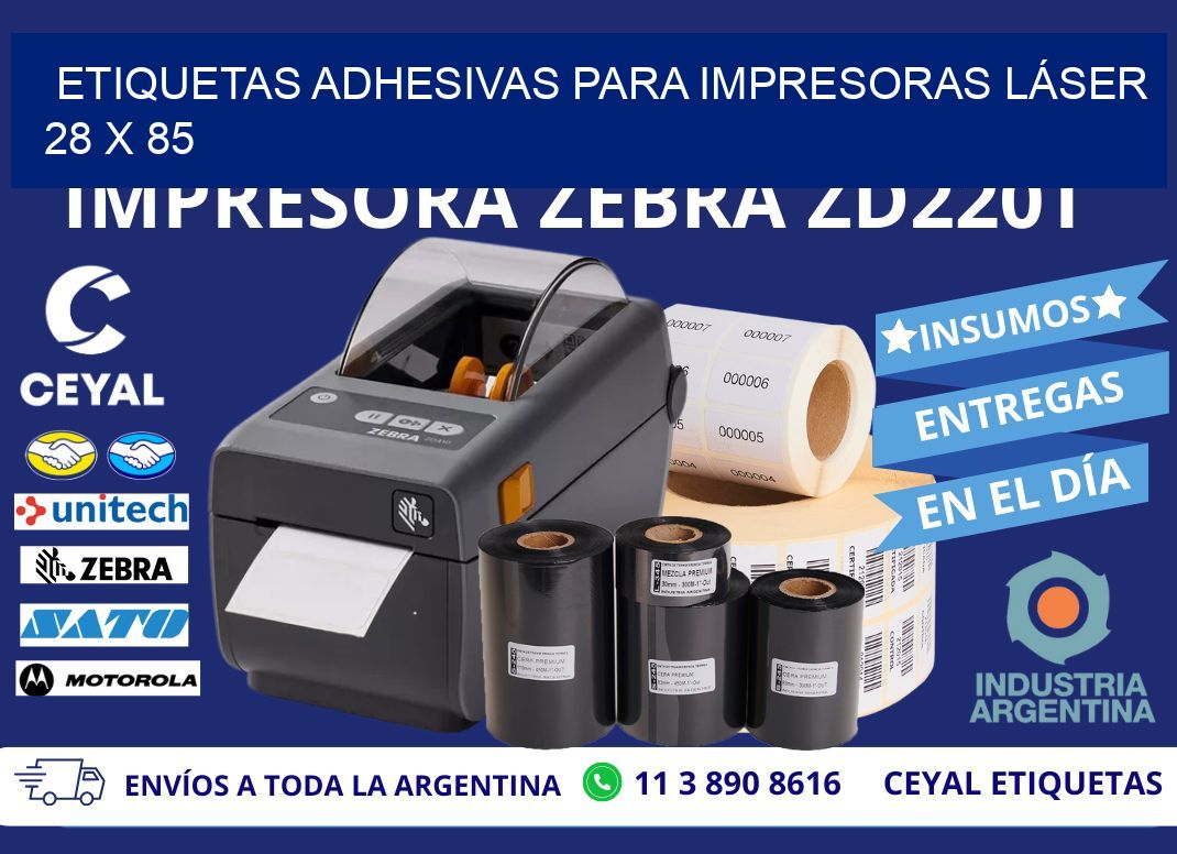 ETIQUETAS ADHESIVAS PARA IMPRESORAS LÁSER 28 x 85