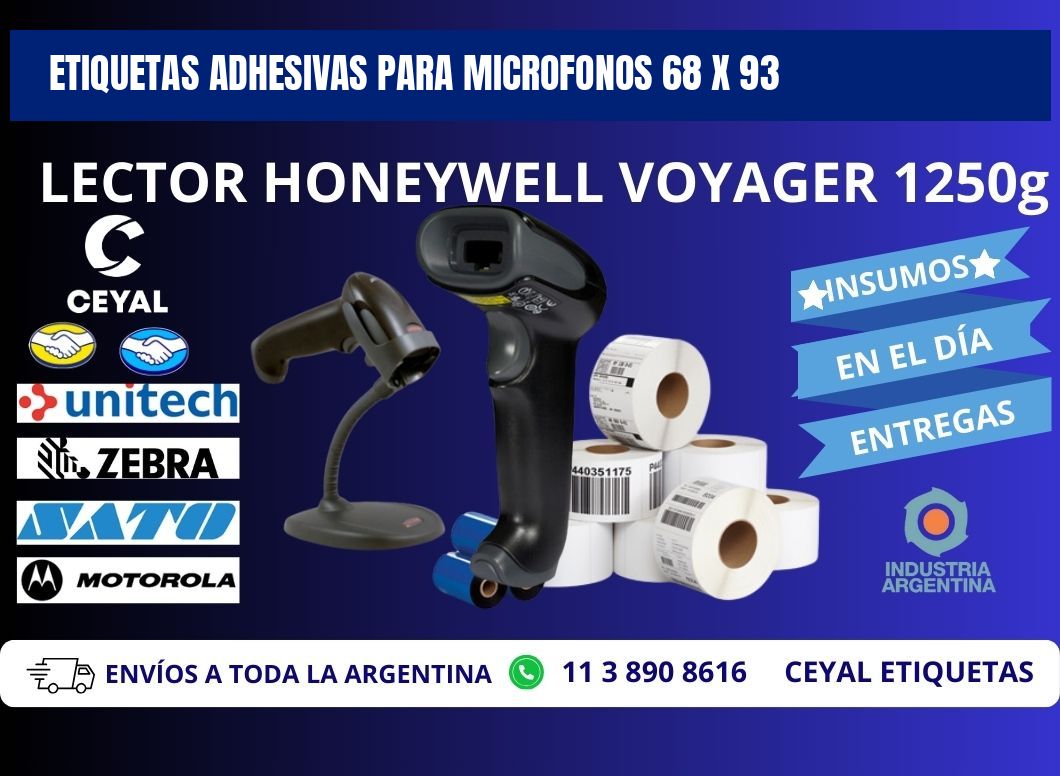 ETIQUETAS ADHESIVAS PARA MICROFONOS 68 x 93
