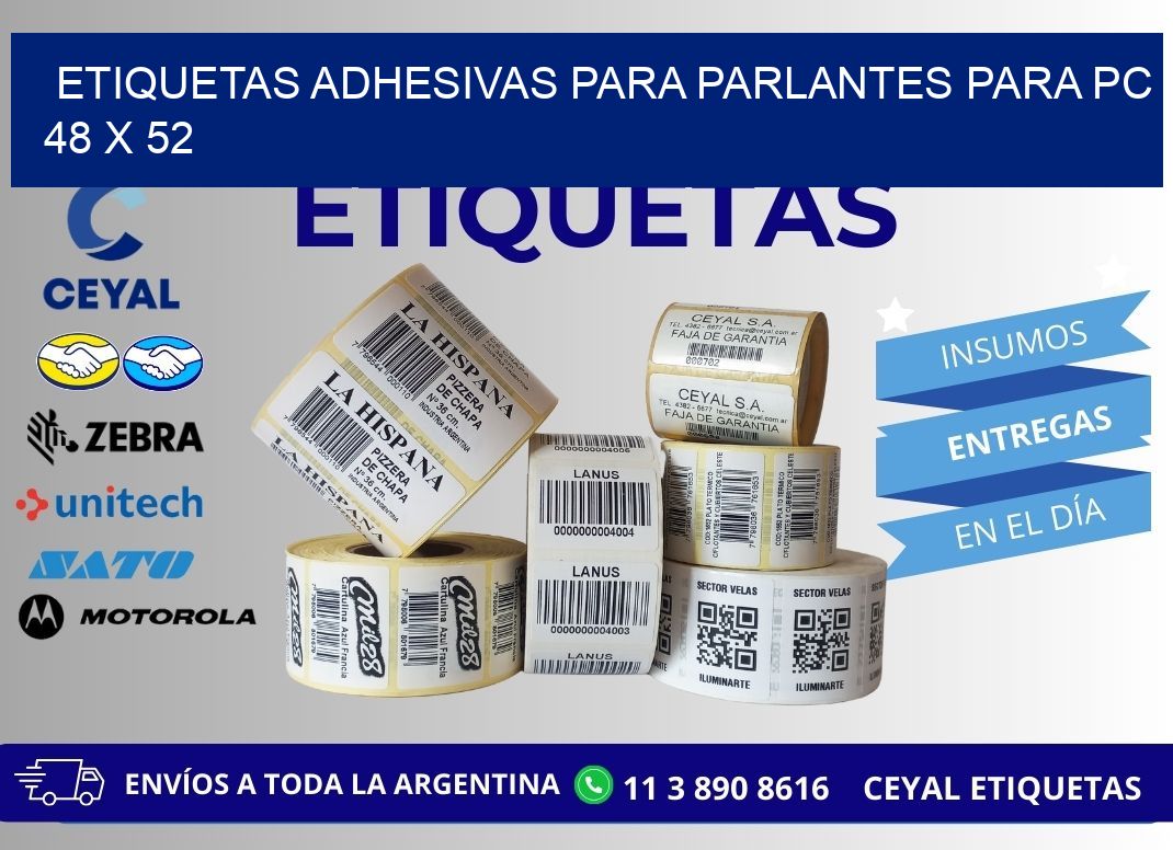 ETIQUETAS ADHESIVAS PARA PARLANTES PARA PC 48 x 52