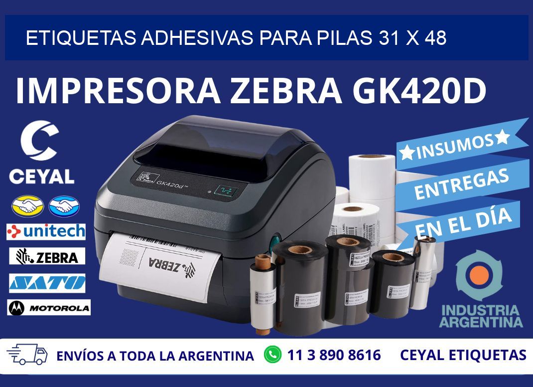 ETIQUETAS ADHESIVAS PARA PILAS 31 x 48